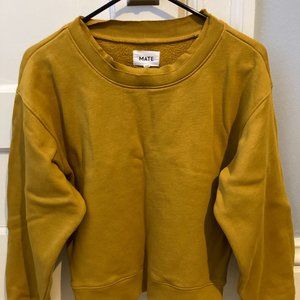 Mate the Label Fleece Raw Neck Sweatshirt, Turmeric